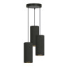 Suspension Design Bente Tissu 3 lampes Tubes Noireses Style Chic 