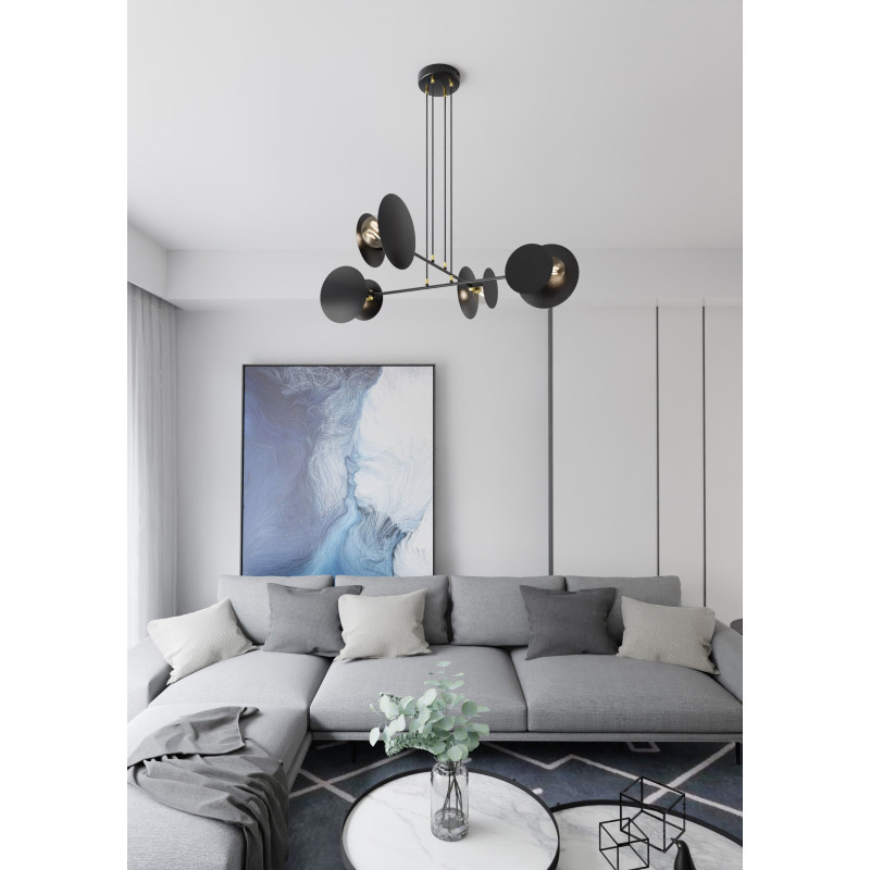 Suspension Design Idea Métal  4 lampes Noires Style Moderne 