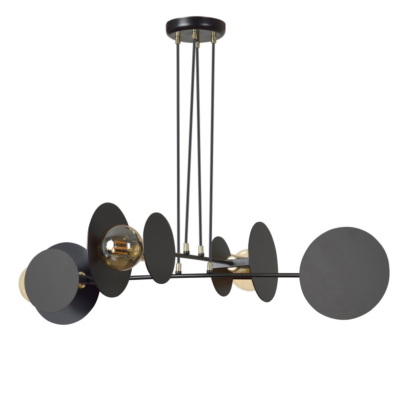 Suspension Design Idea Métal  4 lampes Noires Style Moderne 