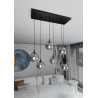 Suspension Design  Cosmo Métal 6 lampes Boules Argentées Style Chic 