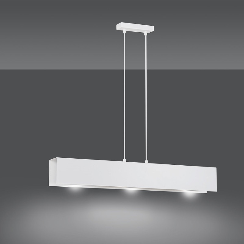 Suspension Design Gentor Métal 3 lampes Rectangles Blanches Style Minimaliste 