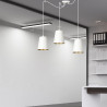 Suspension Design Link Métal  3 lampes Cloches Blanches et Dorées Style Industriel 