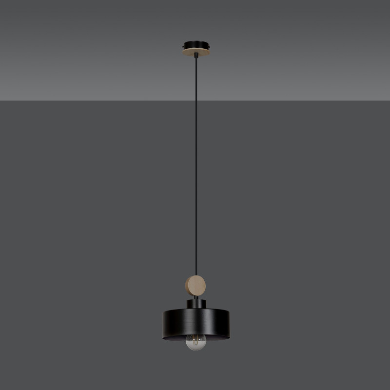 Suspension Design Tuniso Métal/Bois une Lampe Noire Style Scandinave 