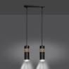 Suspension Design Akari Métal et Bois 2 lampes Tubes Noires Style Moderne 