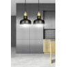 Suspension Design  Ibor Métal 2 lampes Coupoles Filiformes Noires Style Moderne 