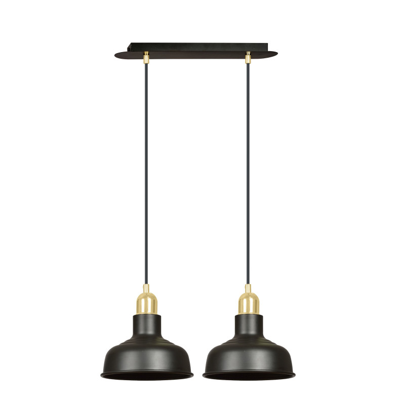 Suspension Design  Ibor Métal 2 lampes Coupoles Filiformes Noires Style Moderne 