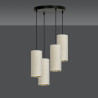 Suspension Design Bente Tissu 4 lampes Tubes Crémes Style Vintage 