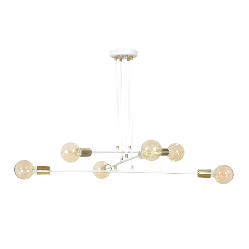 Suspension Design Vesio Métal 6 lampes Boules Blanches Style Minimaliste 