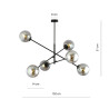 Suspension Design Linear Métal et Verre 6 lampes Boules Argentées Style Chic 