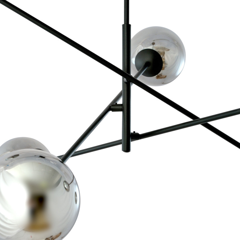 Suspension Design Linear Métal et Verre 6 lampes Boules Argentées Style Chic 