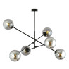 Suspension Design Linear Métal et Verre 6 lampes Boules Argentées Style Chic 