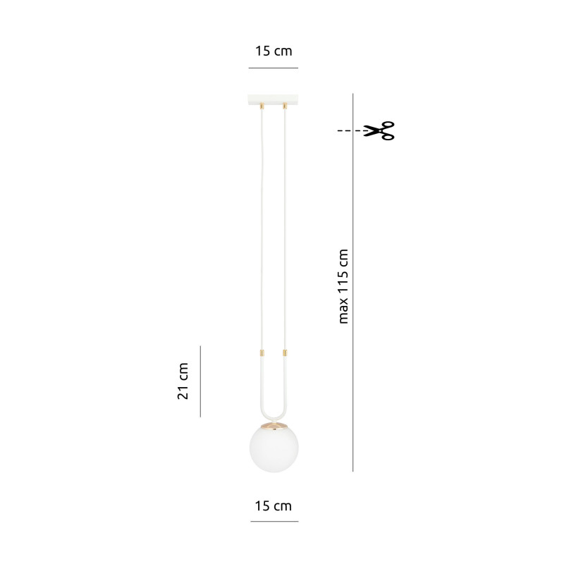 Suspension Design Glam Métal une Lampe Boule Suspendue Blanc Style Chic 