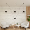 Suspension Design Abramo Métal  3 lampes Coniques Déportées Noires Style Moderne 