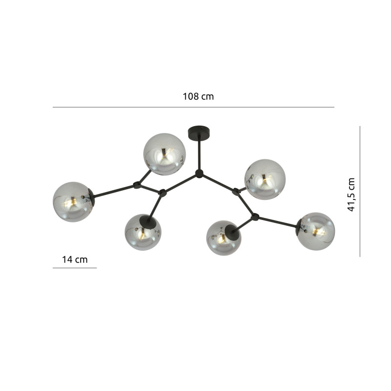 Plafonnier Design Space Métal 6 lampes Boules Destrucutré Argentées Style Chic 