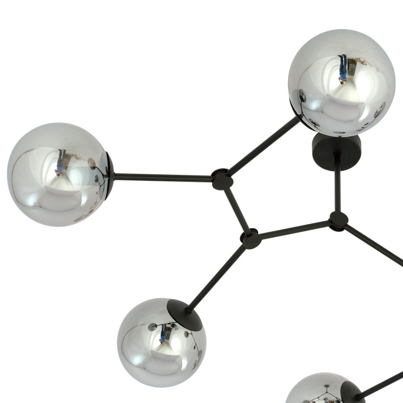 Plafonnier Design Space Métal 6 lampes Boules Destrucutré Argentées Style Chic 