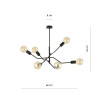 Plafonnier Design Frix Métal 6 lampes Déportées Noires Style Moderne 