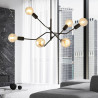 Plafonnier Design Frix Métal 6 lampes Déportées Noires Style Moderne 