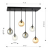 Suspension Design  Cosmo Métal 6 lampes Boules Transparentes et Argentées et Ambrées Style Chic 