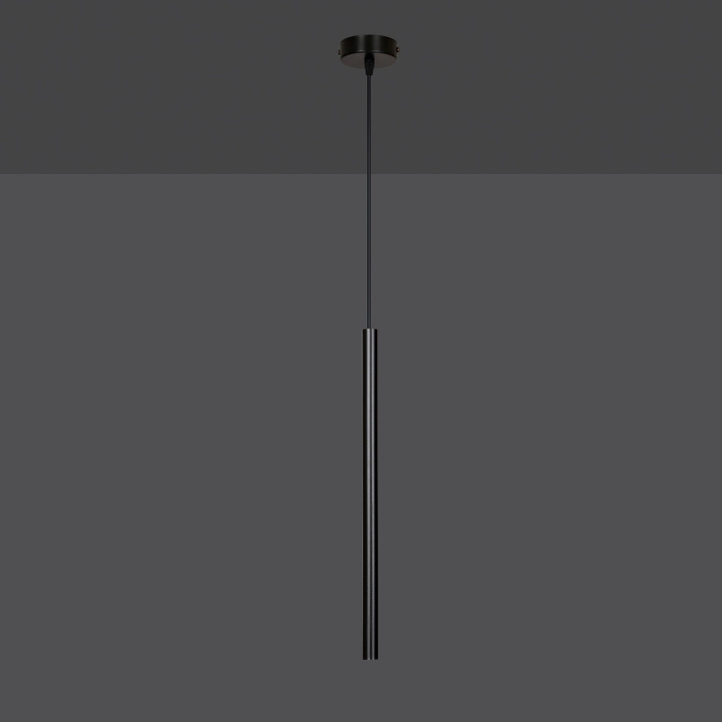 Plafonnier Design Selter Métal une Lampe Tube Noire Style Minimaliste 