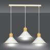 Suspension Design  Rowen Métal et Bois 3 lampes Evasés Blanches Style Scandinave 