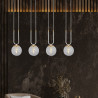 Suspension Design Glam Métal 4 lampes Boules Filiformes Blanches Style Chic 