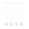 Suspension Design Glam Métal 4 lampes Boules Filiformes Blanches Style Chic 