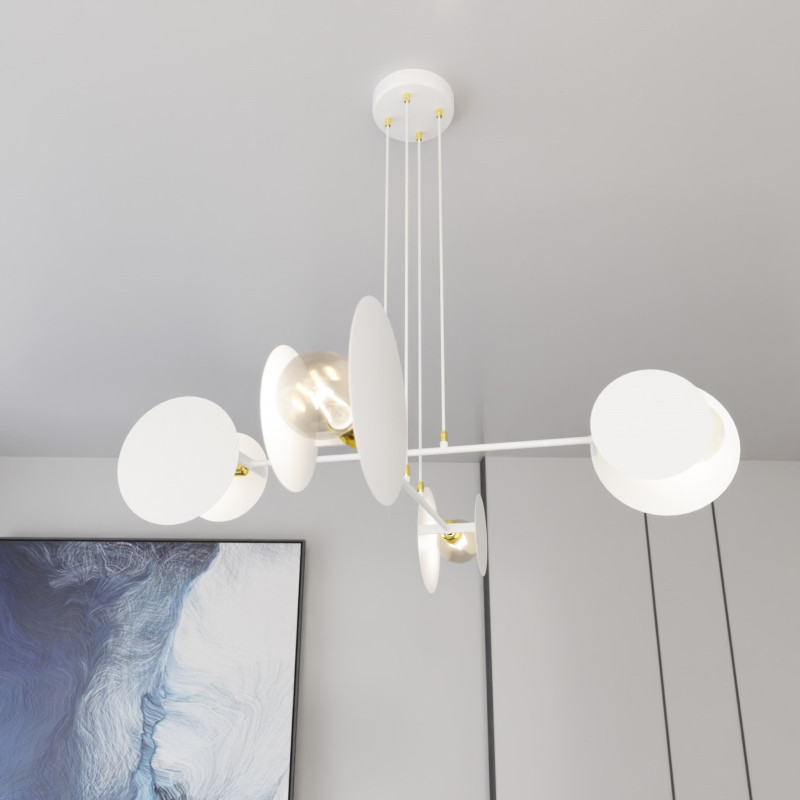 Suspension Design Idea Métal  4 lampes Blanches Style Moderne 