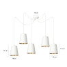 Suspension Design Link Métal  5 lampes Cloches Blanches et Dorées Style Industriel 