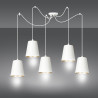 Suspension Design Link Métal  5 lampes Cloches Blanches et Dorées Style Industriel 