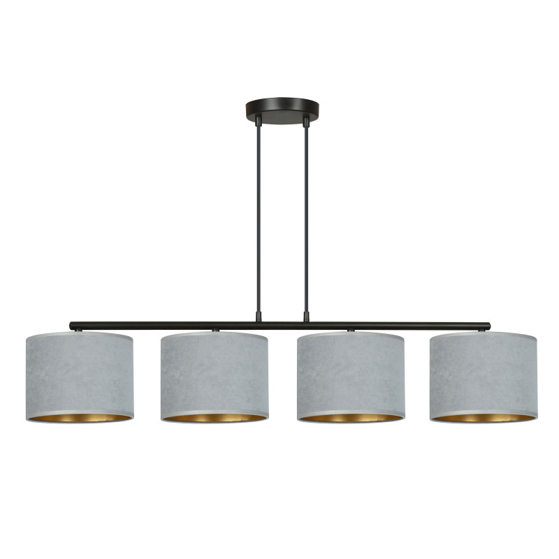 Suspension Design Hilde Métal 4 lampes Cylindres Grises Style Moderne 