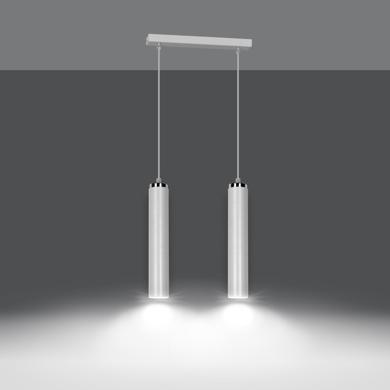 Suspension Design Luna Métal 2 lampes Tubes Blanches Style Industriel 