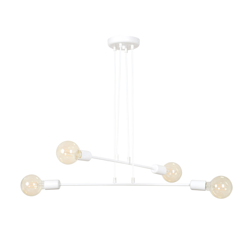 Suspension Design Multipo Métal  4 lampes Boules Blanches Style Chic 