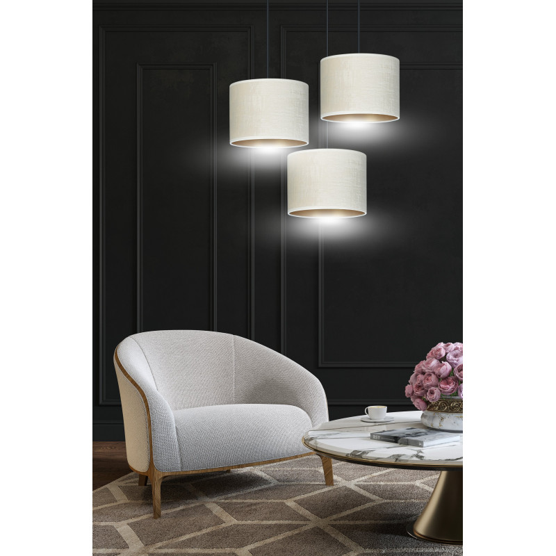 Suspension Design Hilde Métal 3 lampes Cylindres Blanches Style Moderne 