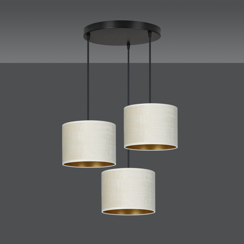 Suspension Design Hilde Métal 3 lampes Cylindres Blanches Style Moderne 