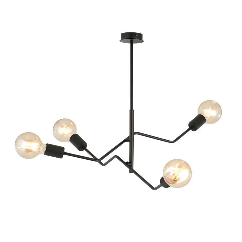 Plafonnier Design Frix Métal 4 lampes Déportées Noires Style Moderne 