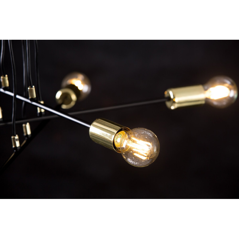 Suspension Design Vesio Métal 6 lampes Boules Noires Style Minimaliste 