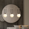 Suspension Design Glam Métal 3 lampes Boules Filiformes Blanches Style Chic 