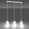 Suspension Design Bolero Métal et Bois 3 lampes Blanches Style Moderne 