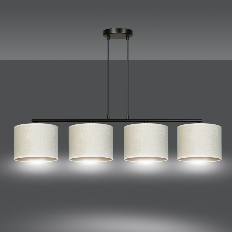 Suspension Design Hilde Métal 4 lampes Cylindres Blanches Style Moderne 