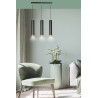 Suspension Design  Kibo Métal 3 lampes Tubes Noires et Dorées Style Moderne 