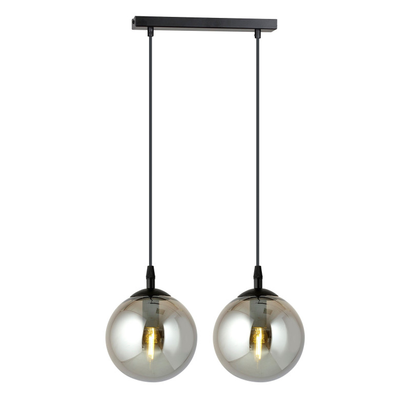 Suspension Design  Cosmo Métal 2 lampes Boules Argentées Style Chic 