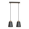 Suspension Design Bolero Métal et Bois 2 lampes Noires Style Moderne 