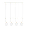 Suspension Design Glam Métal 4 lampes Boules Filiformes Blanches Style Chic 