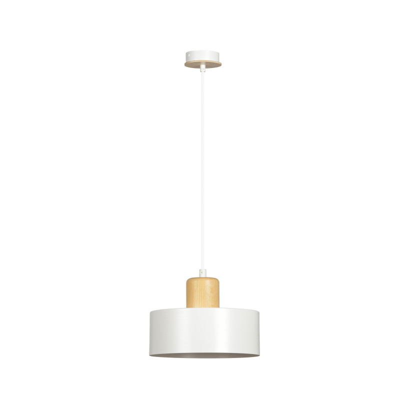 Suspension Design Torin Métal/Bois une Lampe Cylindre Blanc Style Minimaliste 