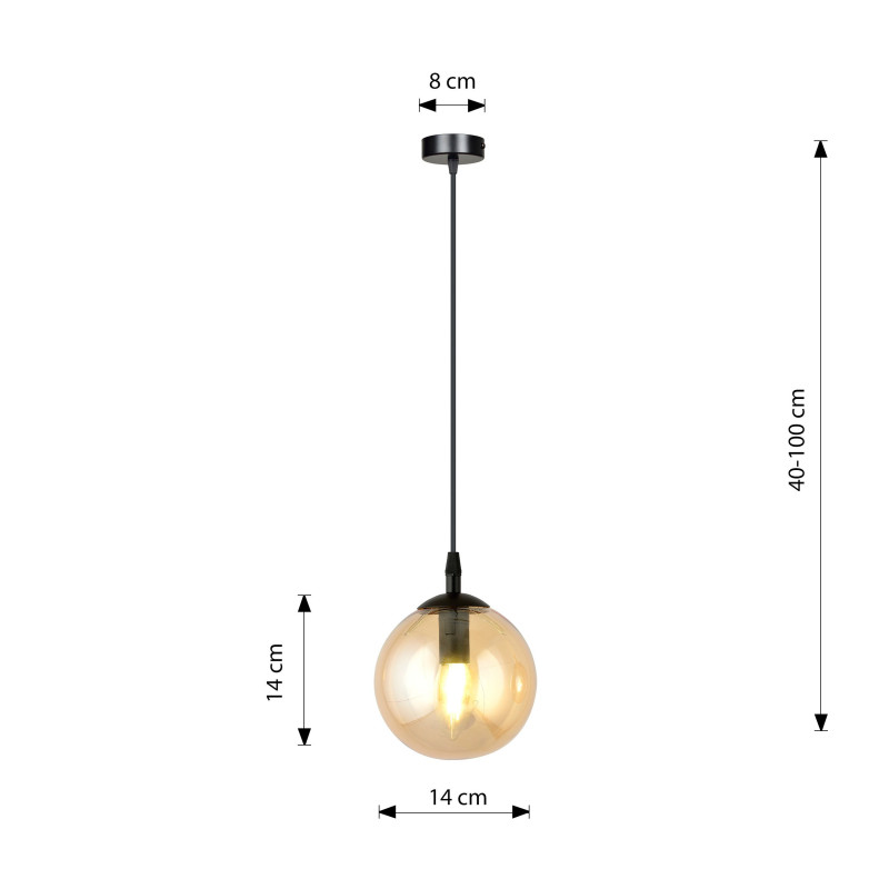 Suspension Design Cosmo Métal une Lampe Boule Ambrée Style Chic 