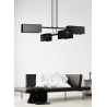 Suspension Design Tolos Métal 4 lampes Rectangles Déportées Noires Style Minimaliste 