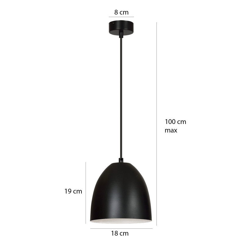 Suspension Design Ystad Métal une Lampe Cloche Noire et Blanche Style Moderne