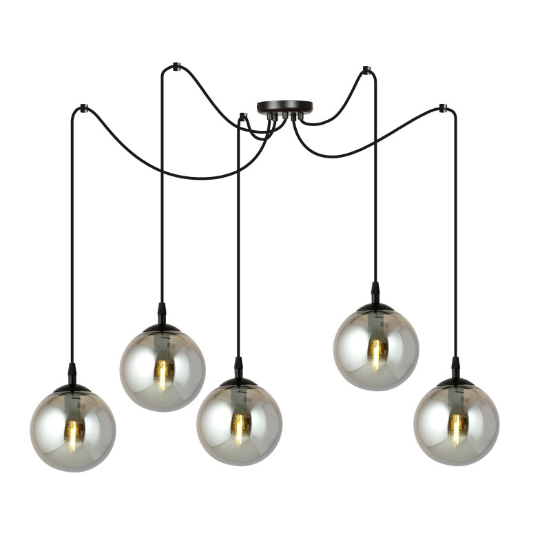 Suspension Design  Gigi Métal 5 lampes Boules Argentées Style Chic 