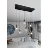 Suspension Design  Cosmo Métal 6 lampes Boules Transparentes Style Chic 