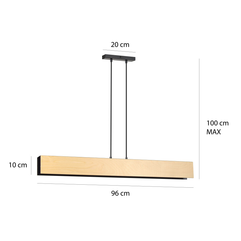 Suspension Design Carlo Métal et Contreplaqué 4 lampes Rectangles Noires Style Scandinave 